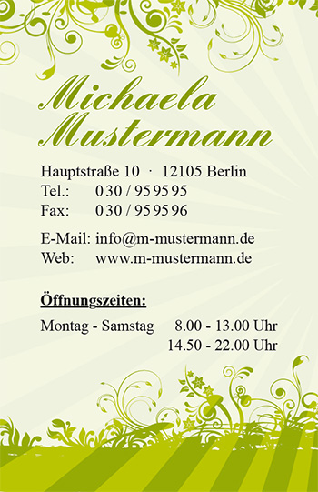 1212010283 Visitenkarte "green style" Visitenkarte "green style"