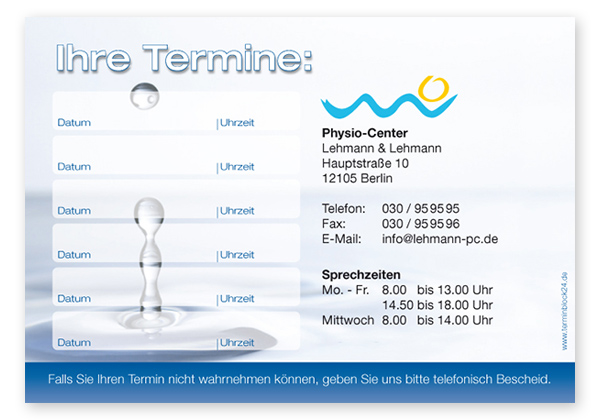 Terminzettel "kühler Tropfen" - 6 Termine