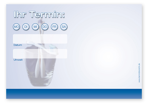 Terminzettel "teeth" - 1 Termin mit Wochentagen Terminzettel "teeth" - 1 Termin mit Wochentagen