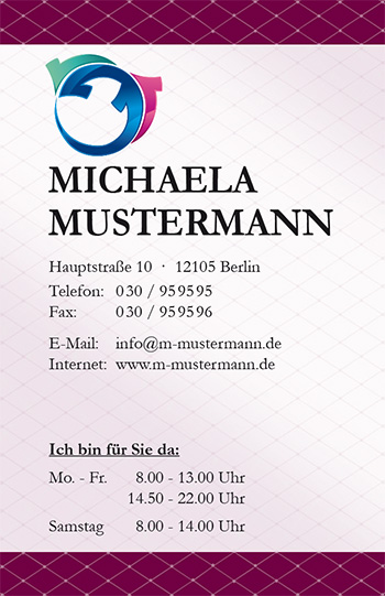 1212010317 Visitenkarte "Neue Masche" Visitenkarte "Neue Masche"