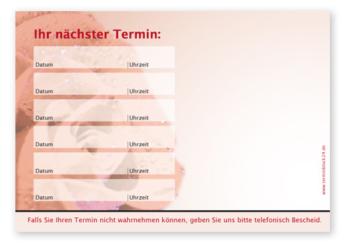 Terminzettel "einsame Rose" - 6 Termine