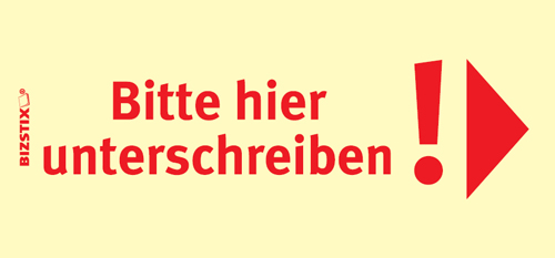 1301010148 BIZSTIX® Business Haftnotizen "Bitte hier unterschreiben!" (Pfeil nach rechts)" BIZSTIX® Business Haftnotizen "Bitte hier unterschreiben!" (Pfeil nach rechts)"