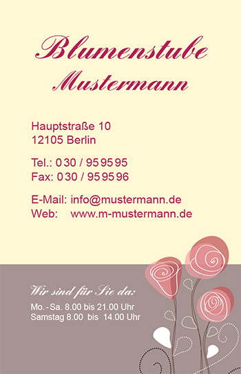 1212010294 Visitenkarte "Honigblüte" Visitenkarte "Honigblüte"