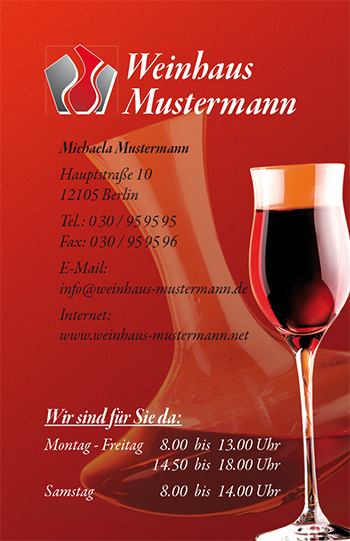 1212010212 Visitenkarte "edler Tropfen" Visitenkarte "edler Tropfen"