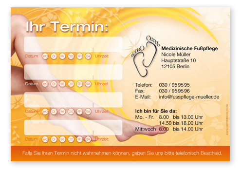 1214010434 Terminzettel "happy feet" - 4 Termine mit Wochentagen Terminzettel "happy feet" - 4 Termine mit Wochentagen