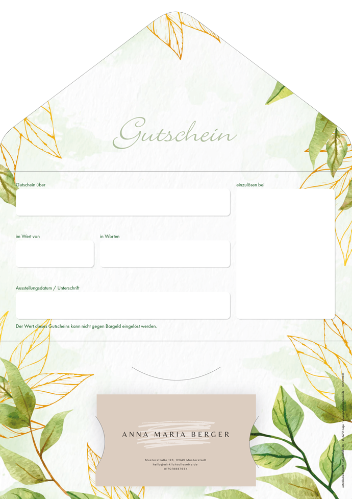 Gutscheinkarte Classic "Leaves" individuell Gutscheinkarte Classic "Leaves" individuell