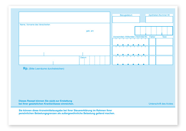Rezeptzettel Standard unbedruckt