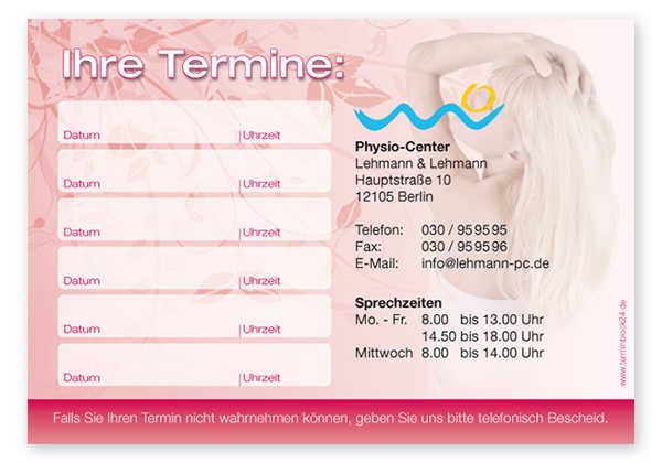 1214010607 Terminzettel "Entspannung pur" - 6 Termine Terminzettel "Entspannung pur" - 6 Termine