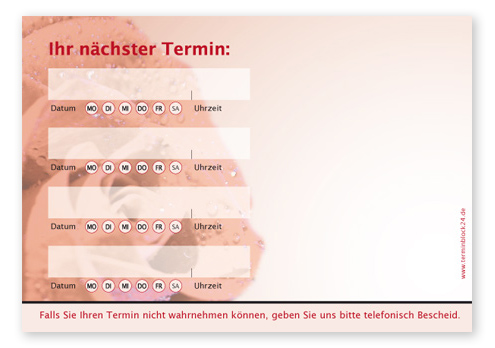 Terminzettel "einsame Rose" - 4 Termine mit Wochentagen
