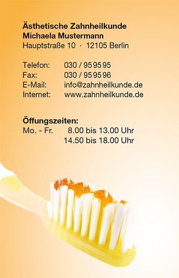 1212010137 Visitenkarte "Zahnbürste" Visitenkarte "Zahnbürste"