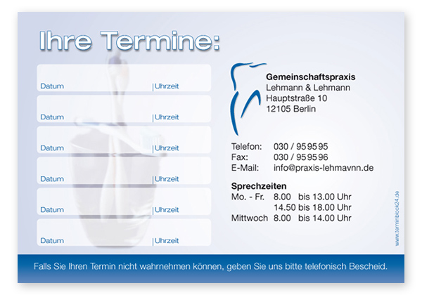 Terminzettel "teeth" - 6 Termine