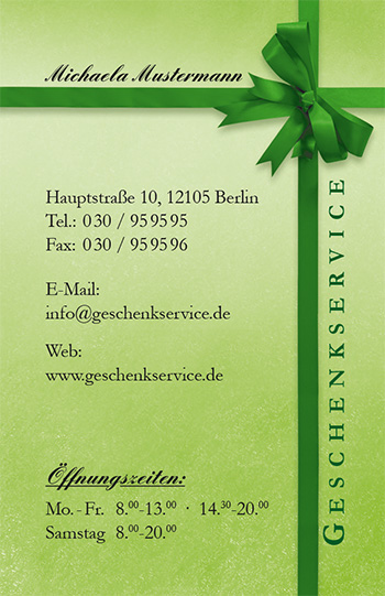 1212010181 Visitenkarte "green surprise" Visitenkarte "green surprise"